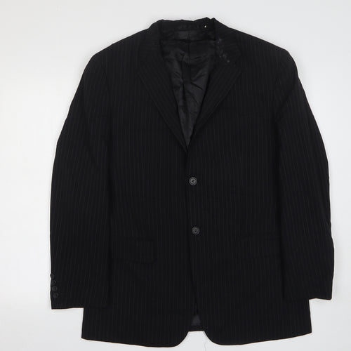 Butler and Webb Mens Black Striped Polyester Jacket Suit Jacket Size 40