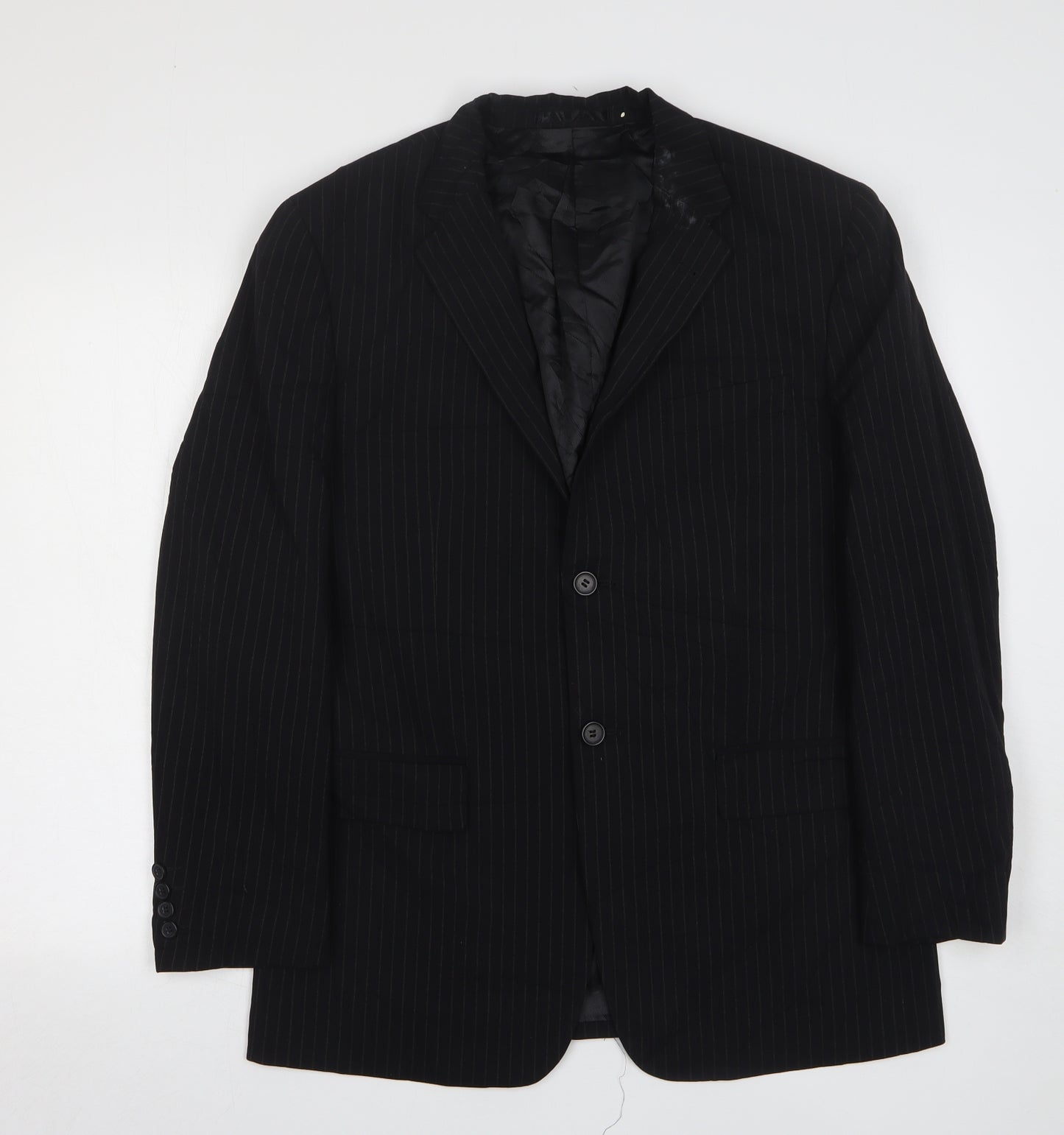 Butler and Webb Mens Black Striped Polyester Jacket Suit Jacket Size 40