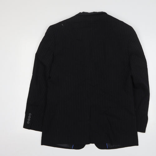 Butler and Webb Mens Black Striped Polyester Jacket Suit Jacket Size 40