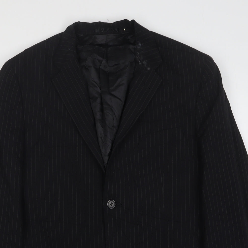 Butler and Webb Mens Black Striped Polyester Jacket Suit Jacket Size 40