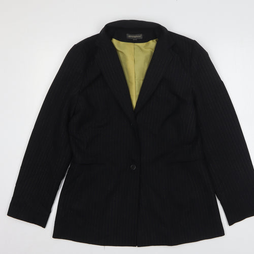 Atmosphere Womens Black Striped Polyester Jacket Suit Jacket Size 12