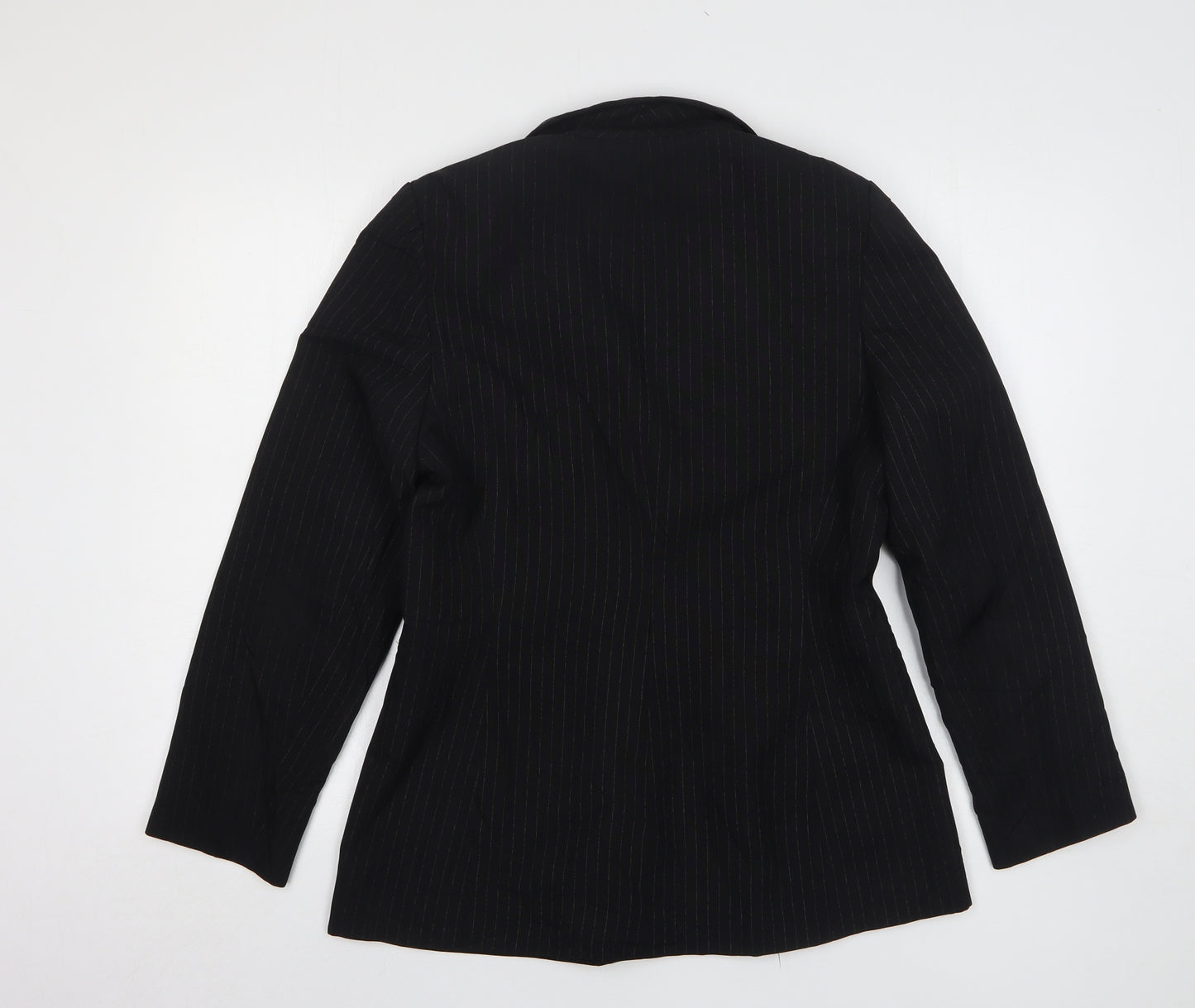 Atmosphere Womens Black Striped Polyester Jacket Suit Jacket Size 12