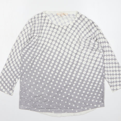 Noni B Womens Grey Round Neck Polka Dot Viscose Pullover Jumper Size M