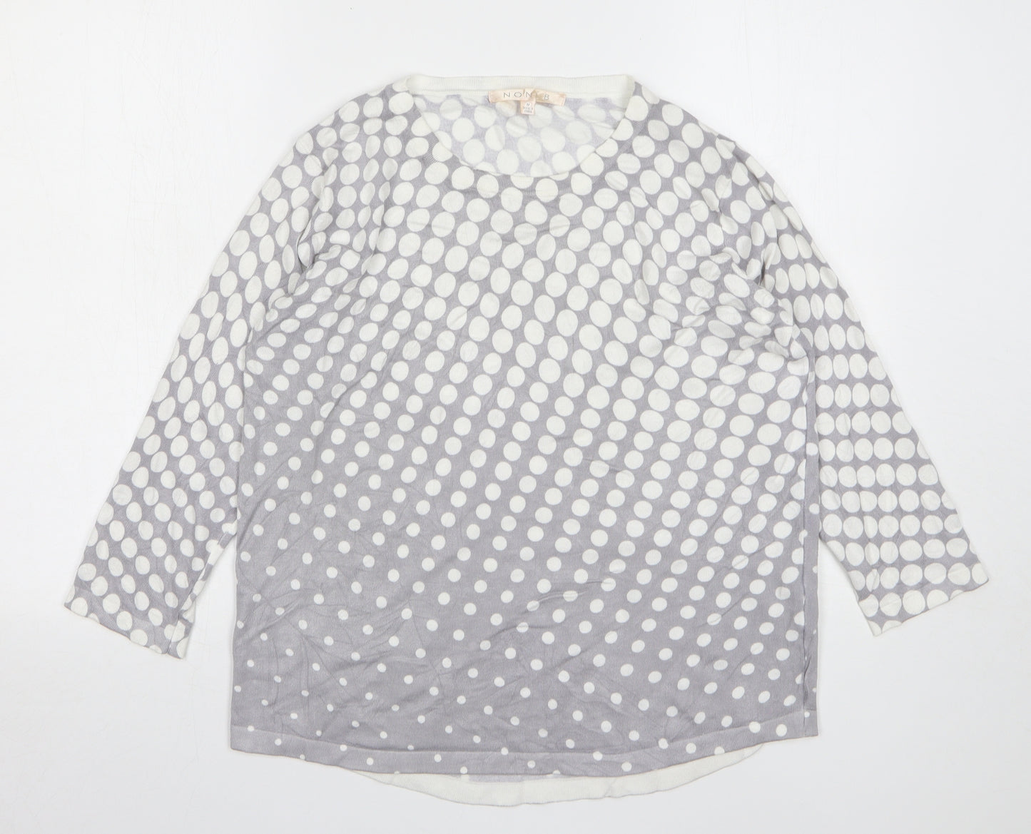 Noni B Womens Grey Round Neck Polka Dot Viscose Pullover Jumper Size M