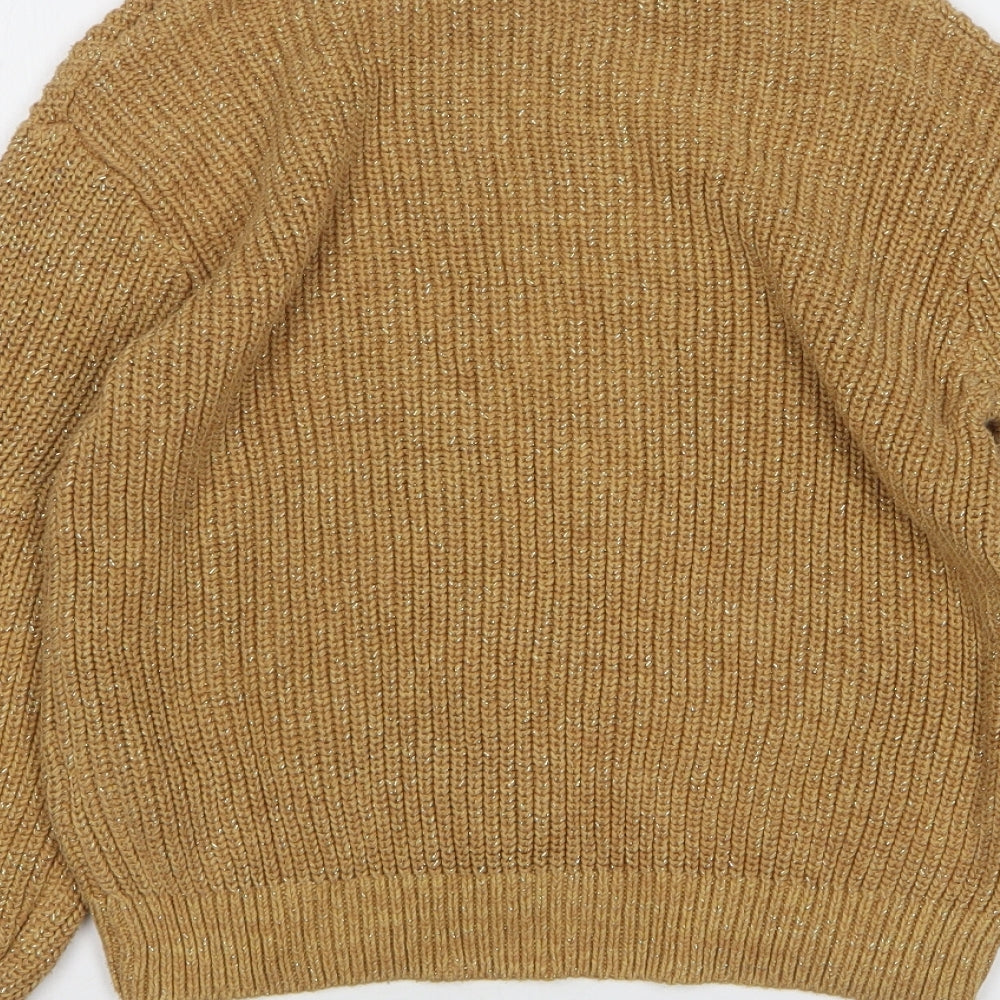 H&M Womens Brown High Neck Acrylic Pullover Jumper Size S