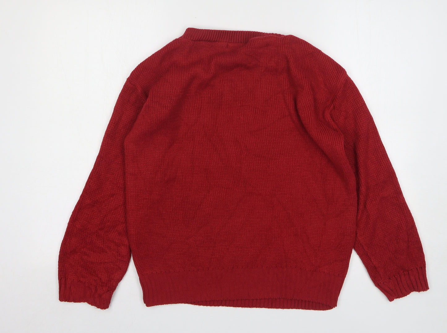 Whisper Womens Red Round Neck Polka Dot Acrylic Pullover Jumper Size S - Christmas Reindeer