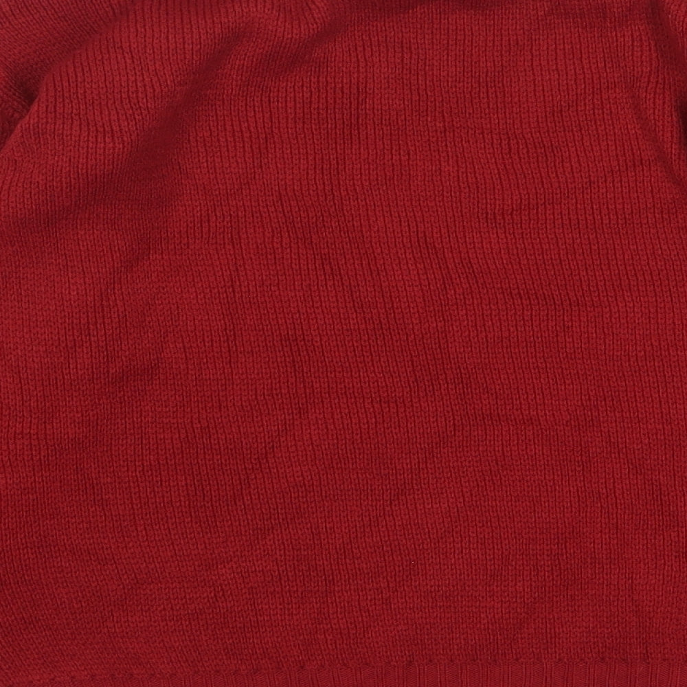 Whisper Womens Red Round Neck Polka Dot Acrylic Pullover Jumper Size S - Christmas Reindeer