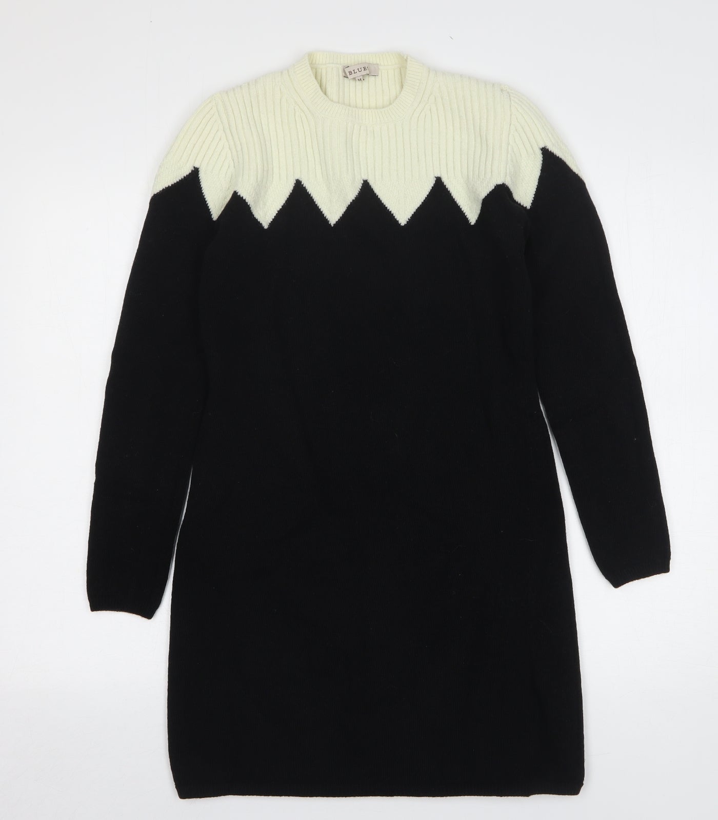 Blues Womens Black Wool Jumper Dress Size M Round Neck