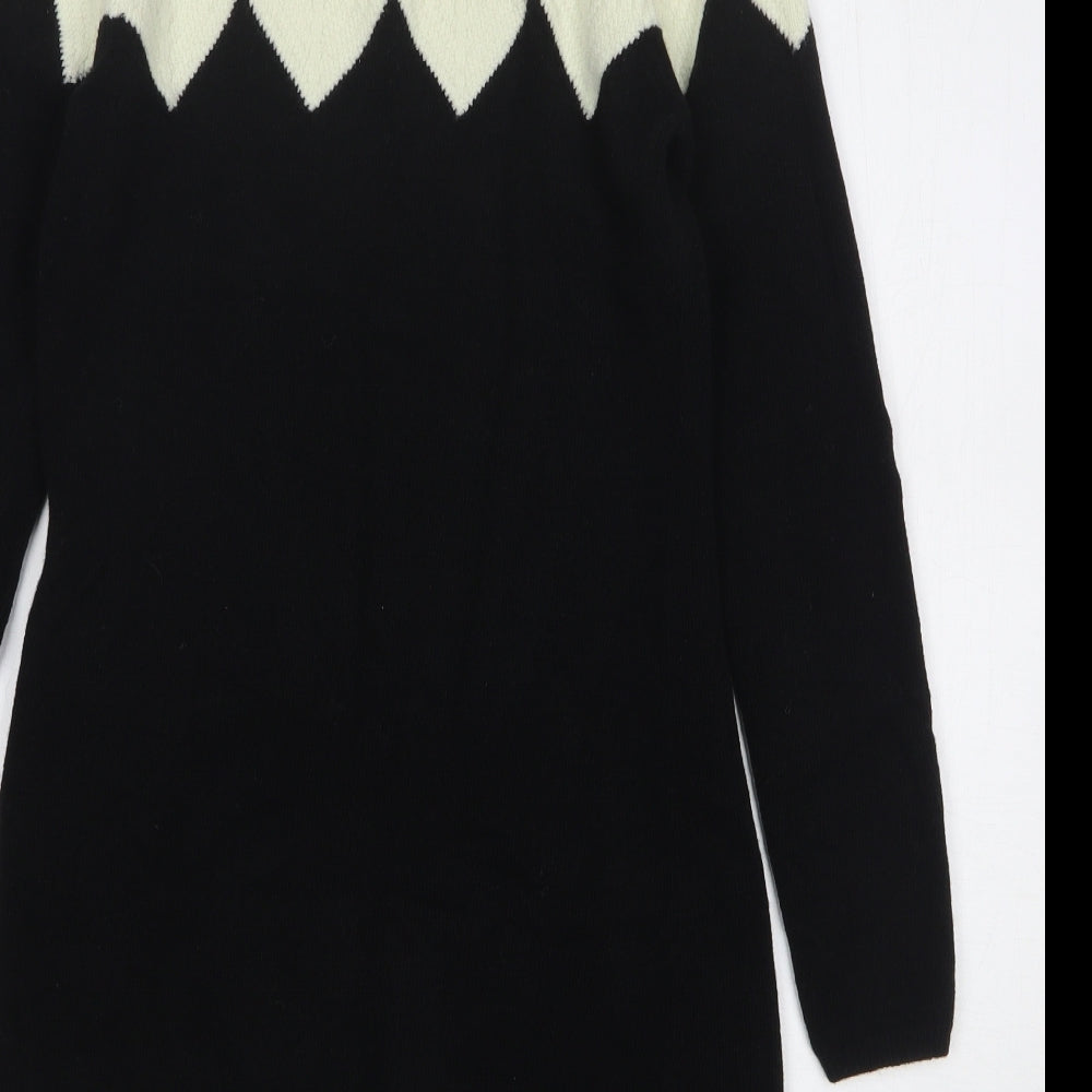 Blues Womens Black Wool Jumper Dress Size M Round Neck