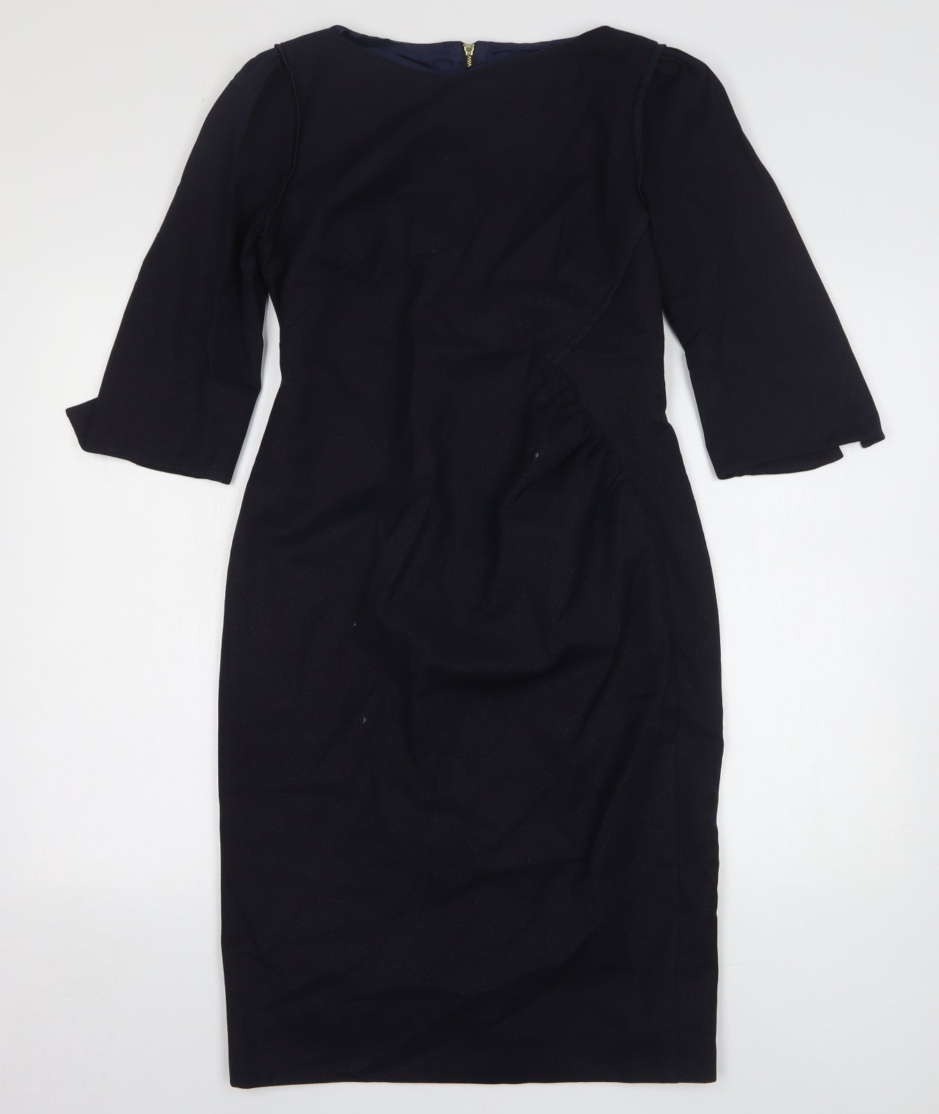 Caroline Kilkenny Womens Blue Polyester Pencil Dress Size 10 Round Neck Zip