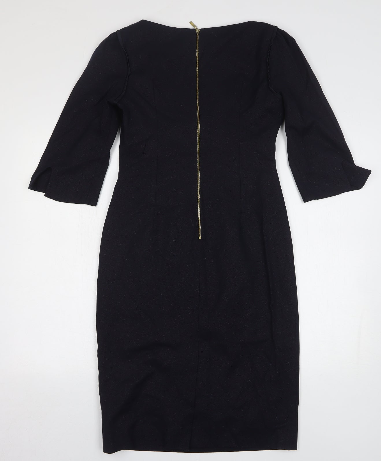 Caroline Kilkenny Womens Blue Polyester Pencil Dress Size 10 Round Neck Zip