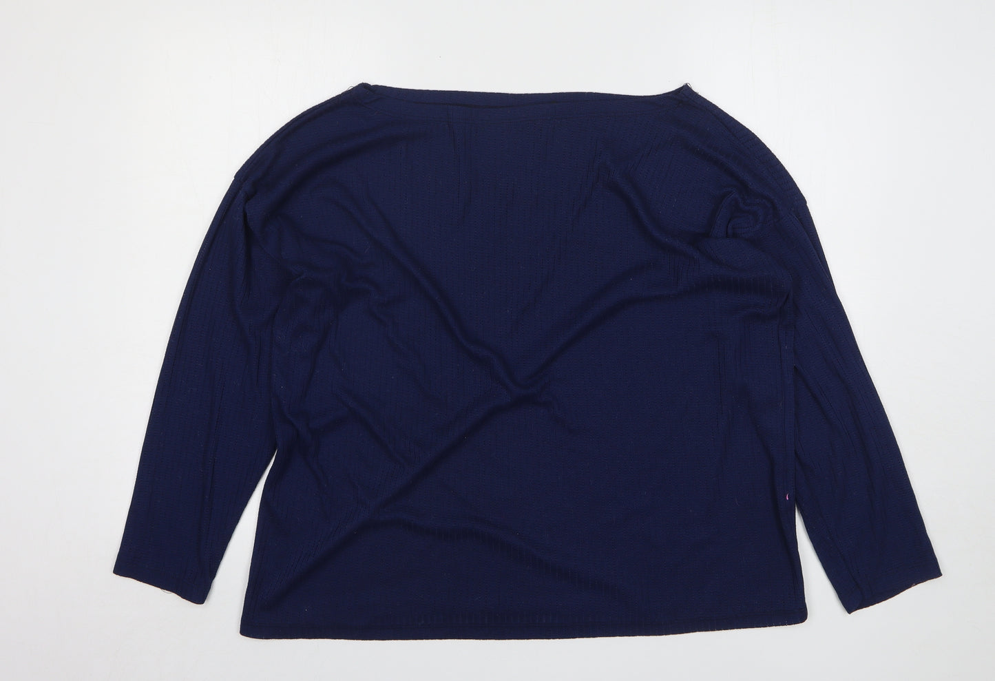 Boohoo Womens Blue Boat Neck Polyester Pullover Jumper Size 22