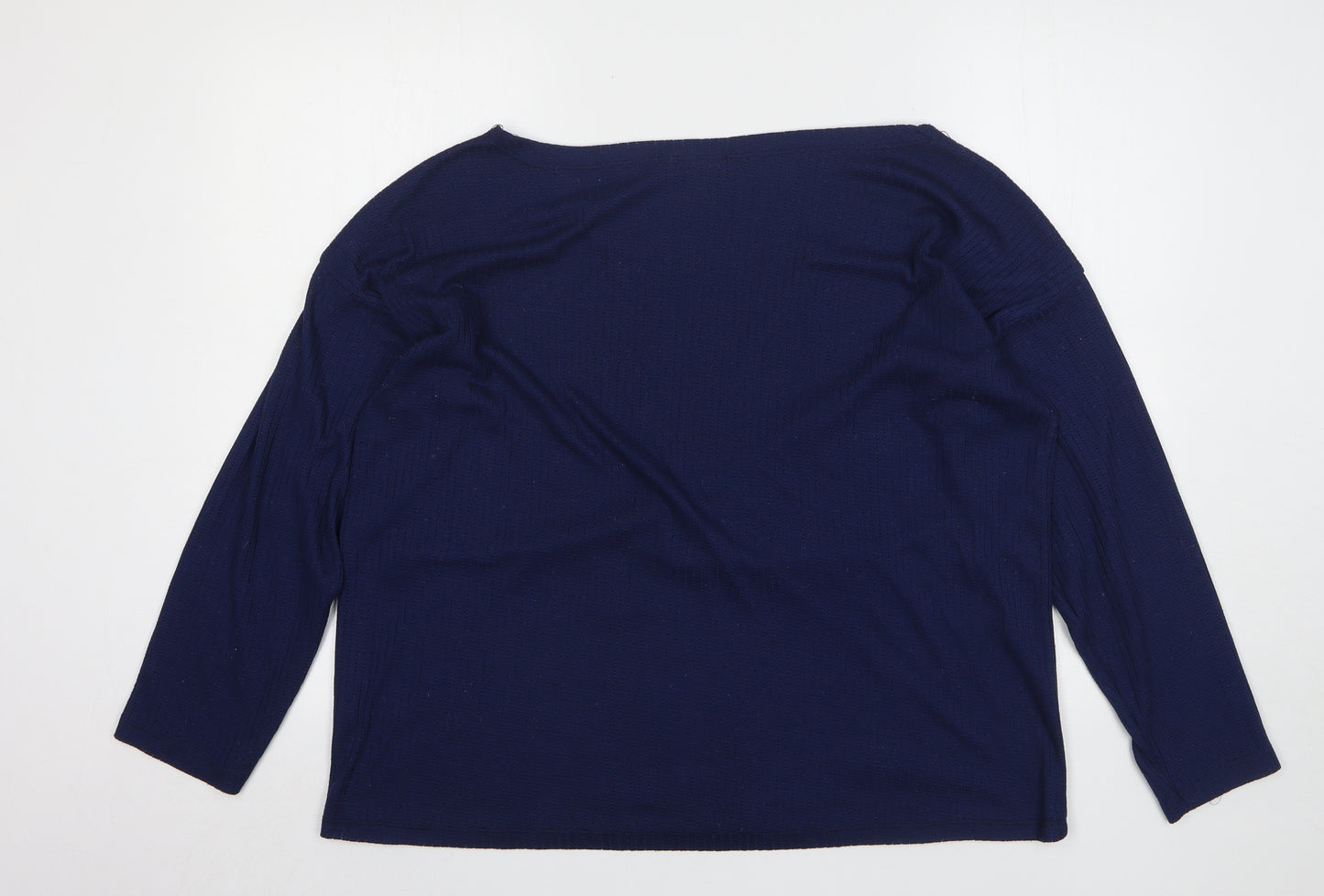 Boohoo Womens Blue Boat Neck Polyester Pullover Jumper Size 22