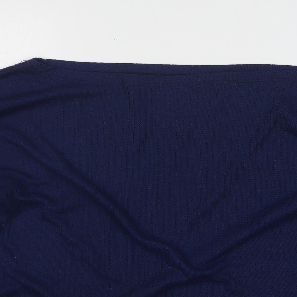 Boohoo Womens Blue Boat Neck Polyester Pullover Jumper Size 22