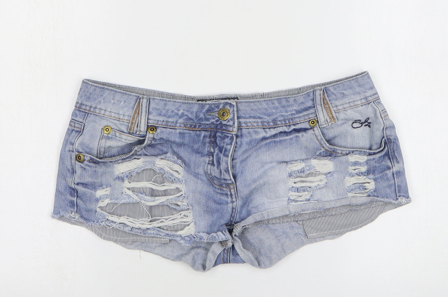 SoulCal&Co Womens Blue Cotton Hot Pants Shorts Size 12 L3 in Regular Button