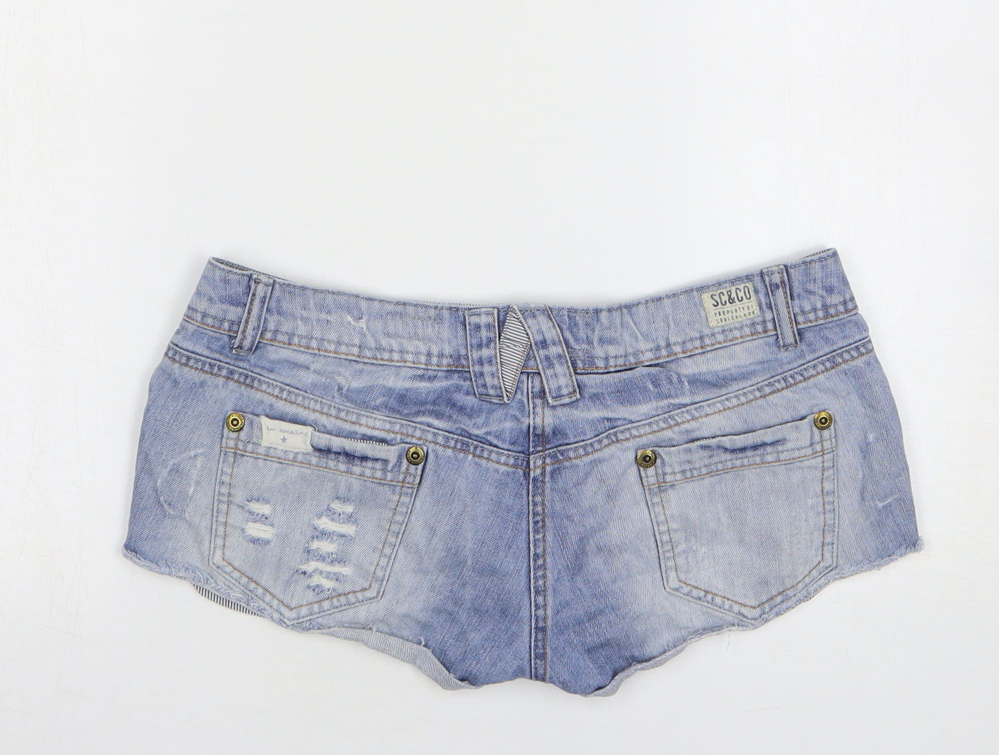 SoulCal&Co Womens Blue Cotton Hot Pants Shorts Size 12 L3 in Regular Button