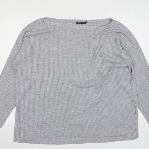 Boohoo Womens Grey Boat Neck Polyester Pullover Jumper Size 22