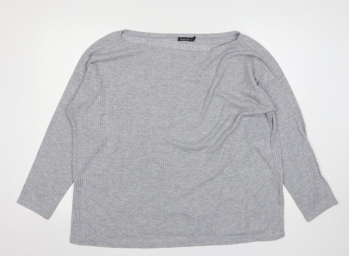 Boohoo Womens Grey Boat Neck Polyester Pullover Jumper Size 22