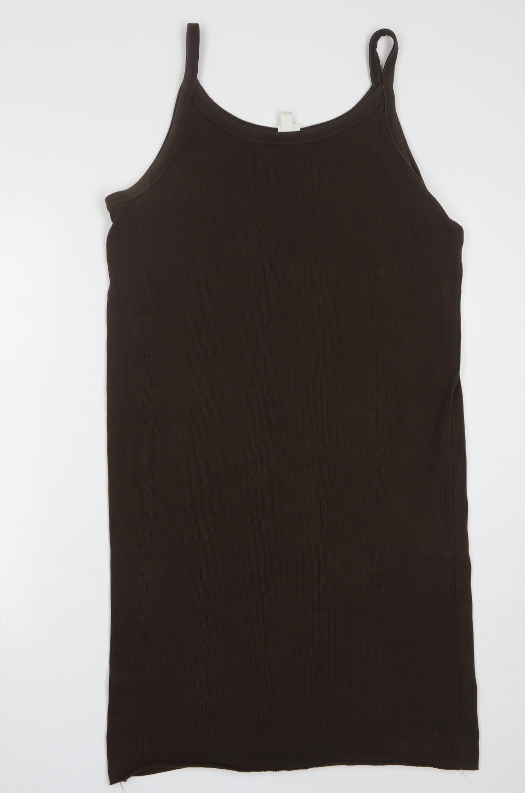 H&M Womens Brown Cotton Tank Dress Size XL Round Neck Pullover