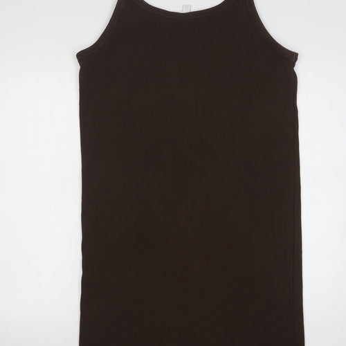 H&M Womens Brown Cotton Tank Dress Size XL Round Neck Pullover