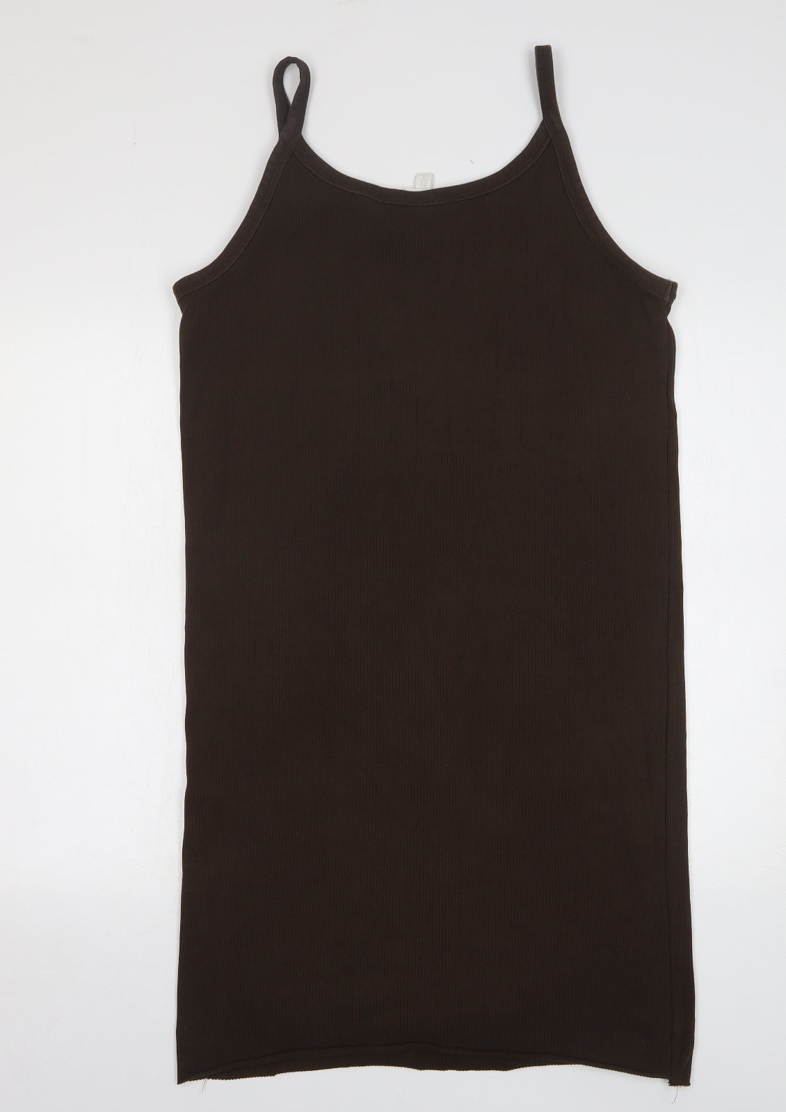 H&M Womens Brown Cotton Tank Dress Size XL Round Neck Pullover