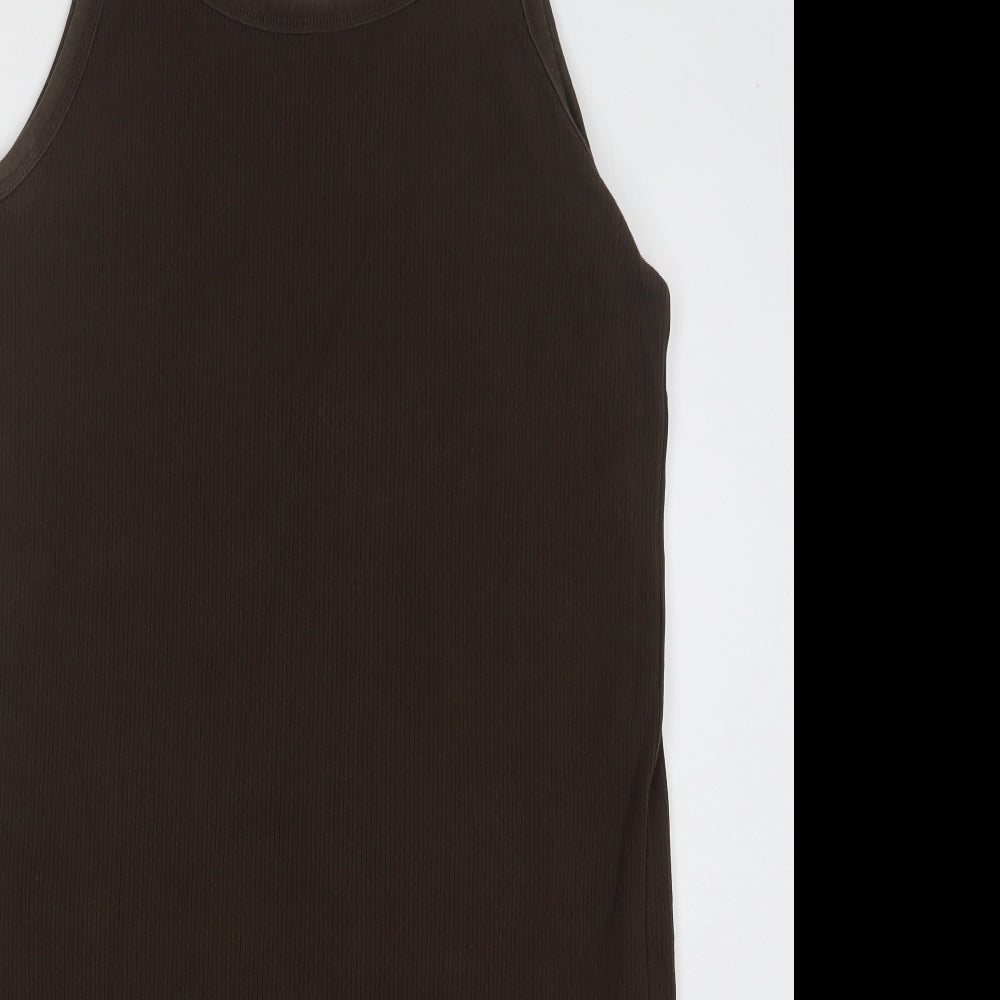 H&M Womens Brown Cotton Tank Dress Size XL Round Neck Pullover