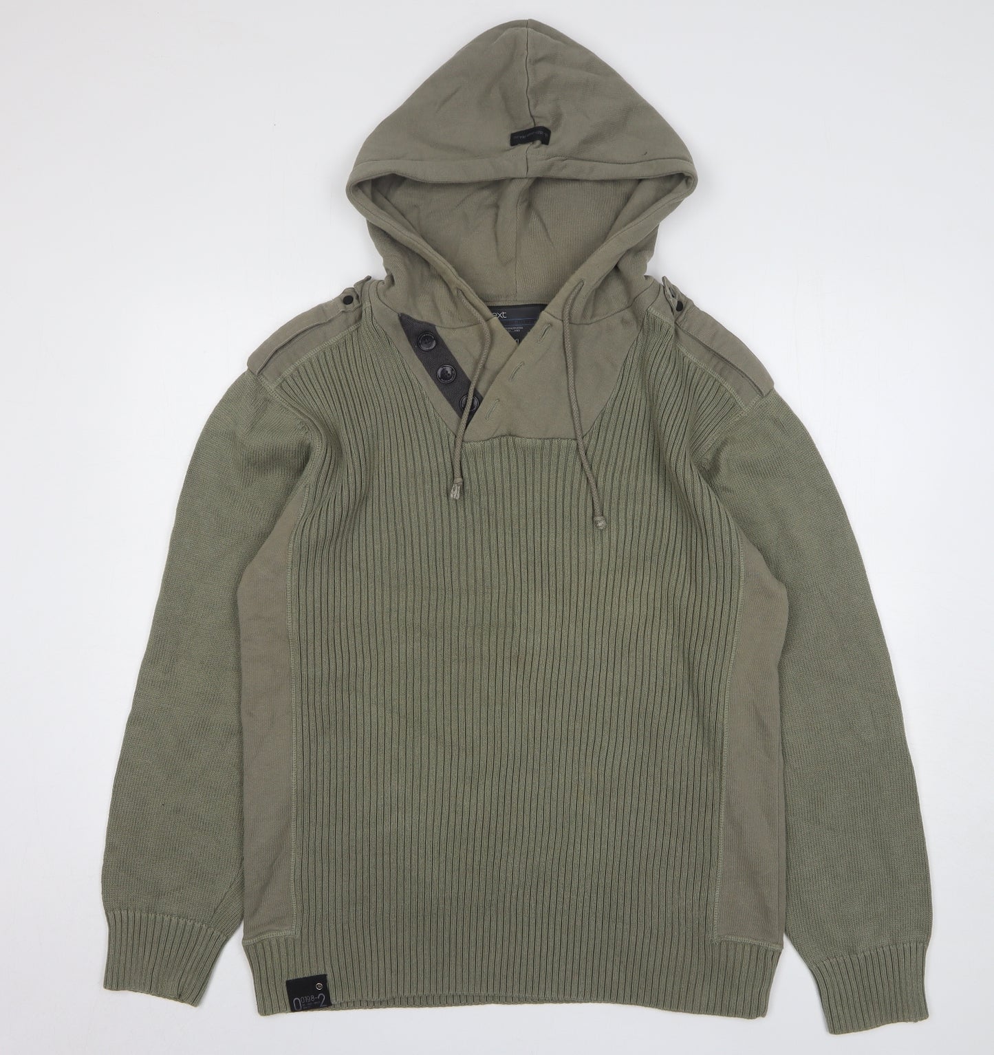 NEXT Mens Green Cotton Pullover Hoodie Size 2XL