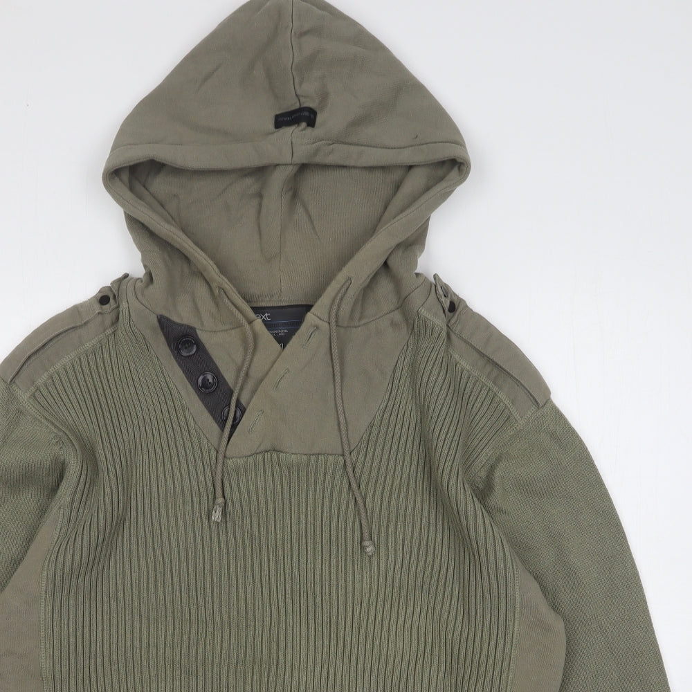 NEXT Mens Green Cotton Pullover Hoodie Size 2XL