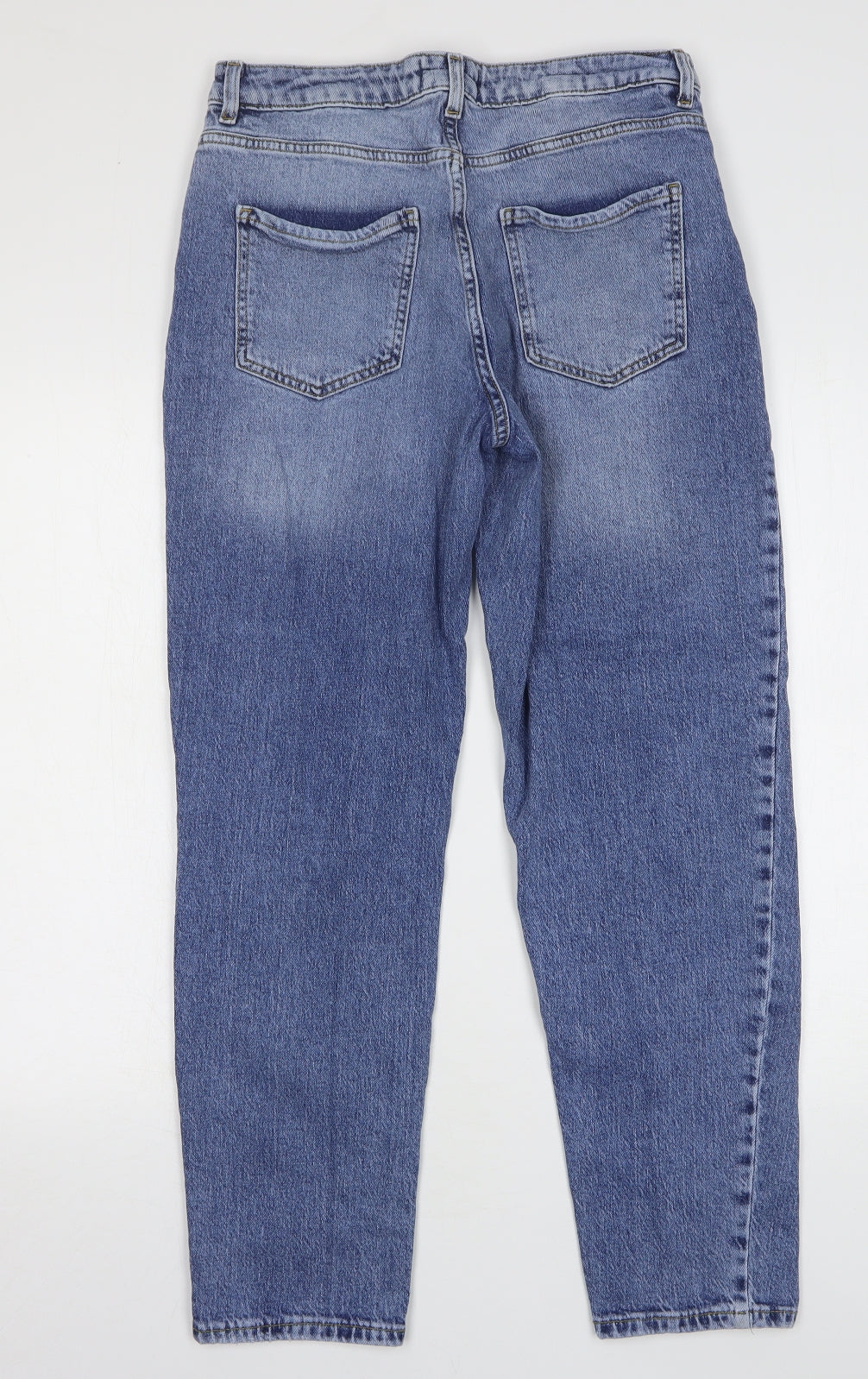 New Look Womens Blue Cotton Mom Jeans Size 12 L29 in Regular Button
