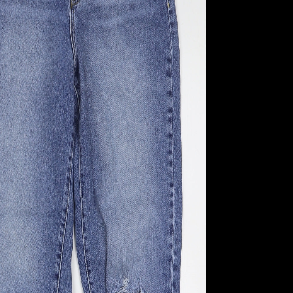 New Look Womens Blue Cotton Mom Jeans Size 12 L29 in Regular Button