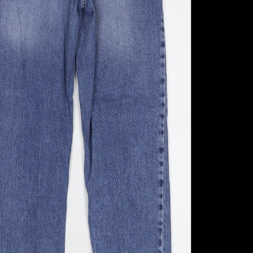 New Look Womens Blue Cotton Mom Jeans Size 12 L29 in Regular Button