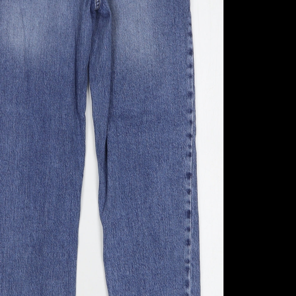 New Look Womens Blue Cotton Mom Jeans Size 12 L29 in Regular Button