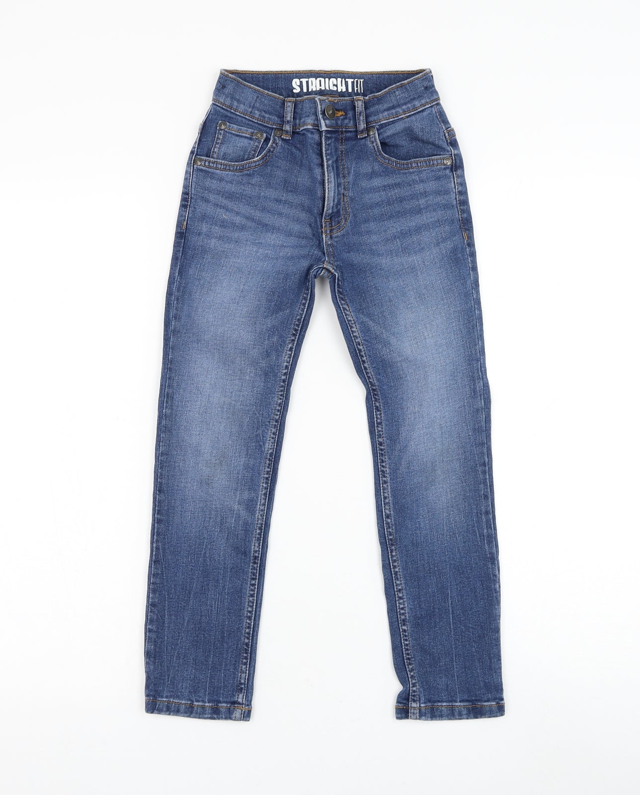 TU Boys Blue Cotton Straight Jeans Size 7 Years Regular Zip