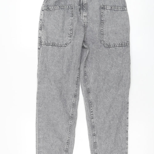 Dunnes Stores Womens Grey Cotton Straight Jeans Size 26 in L23 in Regular Zip