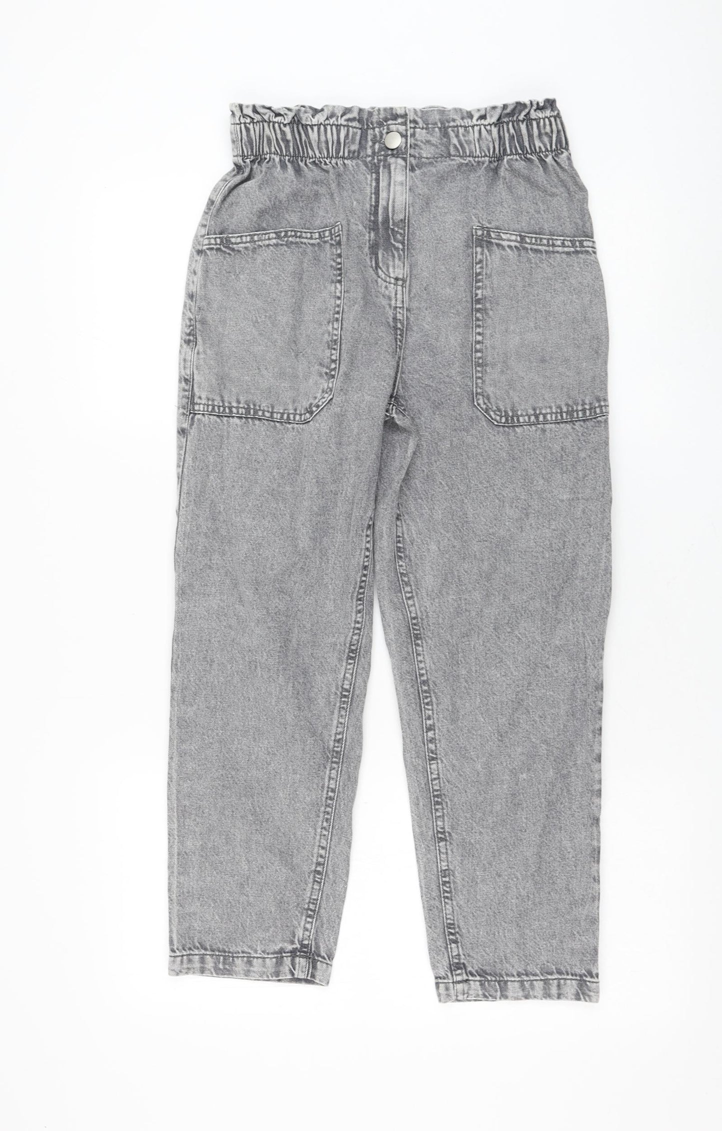 Dunnes Stores Womens Grey Cotton Straight Jeans Size 26 in L23 in Regular Zip