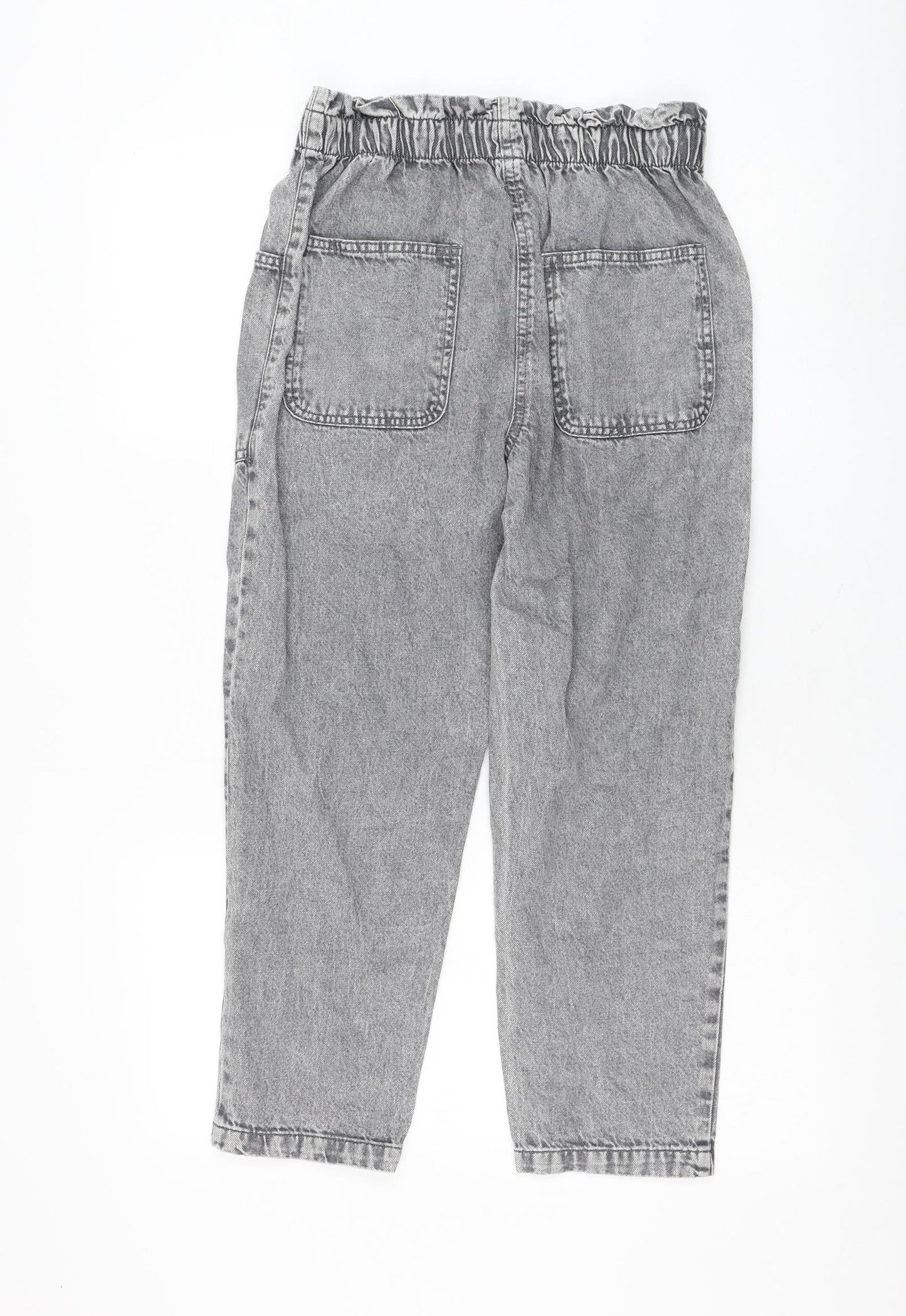 Dunnes Stores Womens Grey Cotton Straight Jeans Size 26 in L23 in Regular Zip