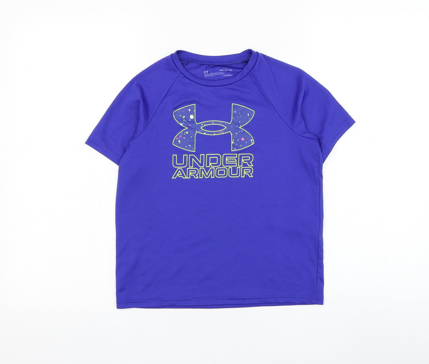 Under armour Boys Blue Polyester Basic T-Shirt Size 9-10 Years Round Neck Pullover