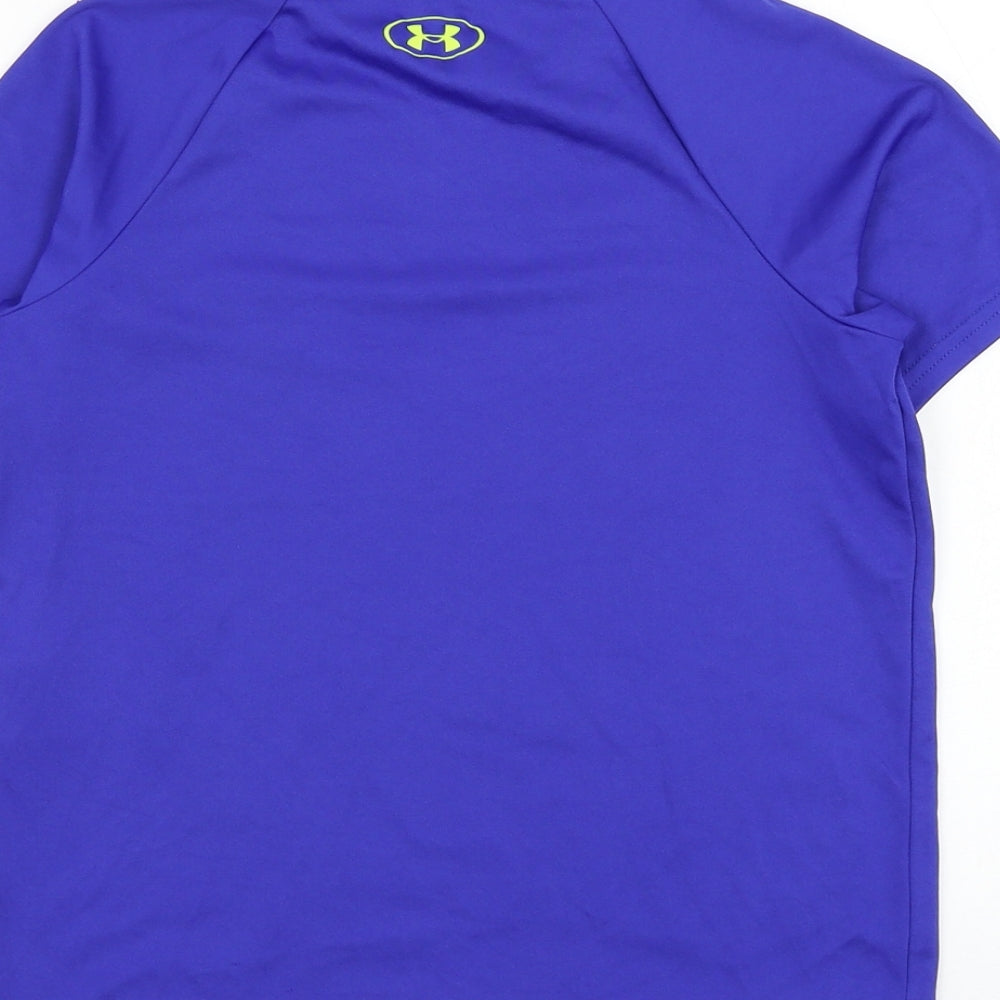 Under armour Boys Blue Polyester Basic T-Shirt Size 9-10 Years Round Neck Pullover
