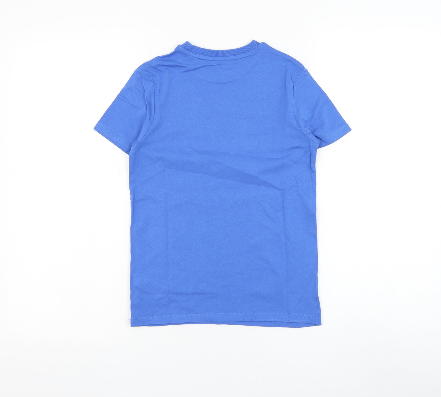 Marks and Spencer Boys Blue Cotton Basic T-Shirt Size 8-9 Years Round Neck Pullover - An Epic Human