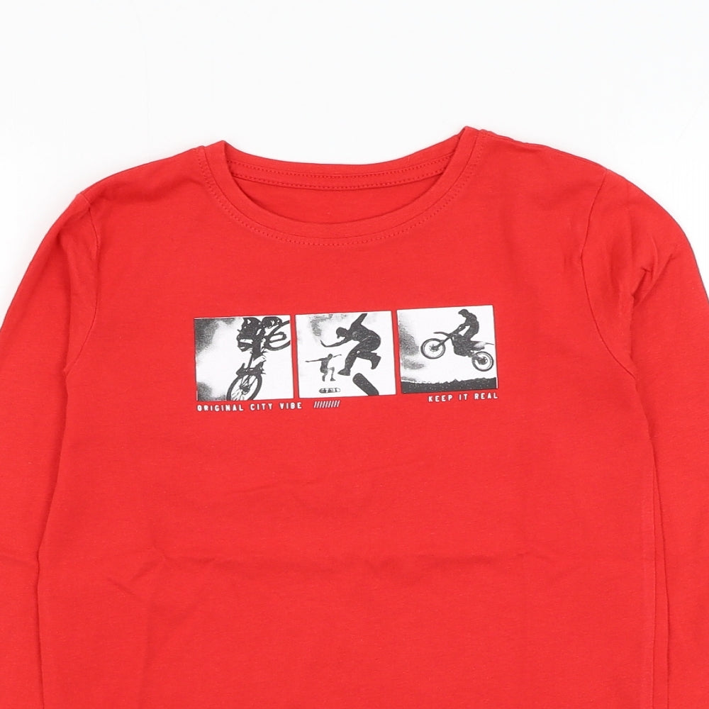 Dunnes Stores Boys Red Cotton Basic T-Shirt Size 8-9 Years Round Neck Pullover - Cycling, Skating