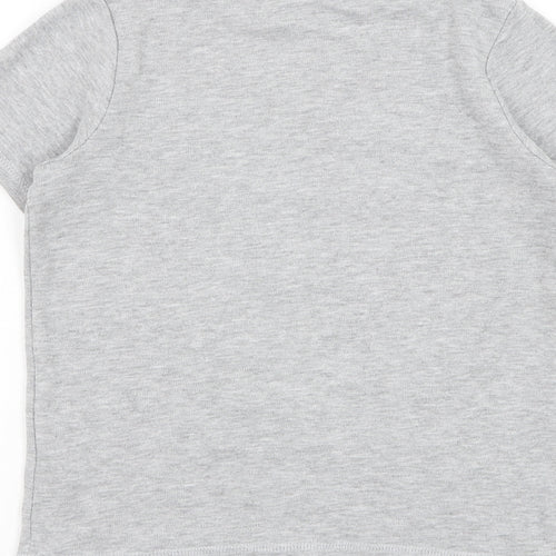George Boys Grey Cotton Basic T-Shirt Size 7-8 Years Round Neck Pullover - Mickey Mouse, Slogan