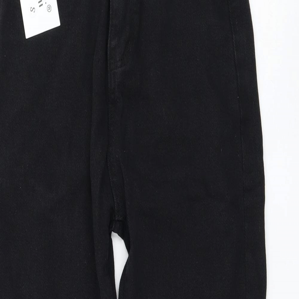 Sywidii Womens Black Polyester Straight Jeans Size S L24 in Regular Zip