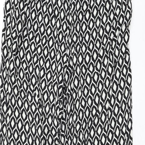 H&M Womens Black Geometric Viscose Trousers Size 4 L25 in Regular