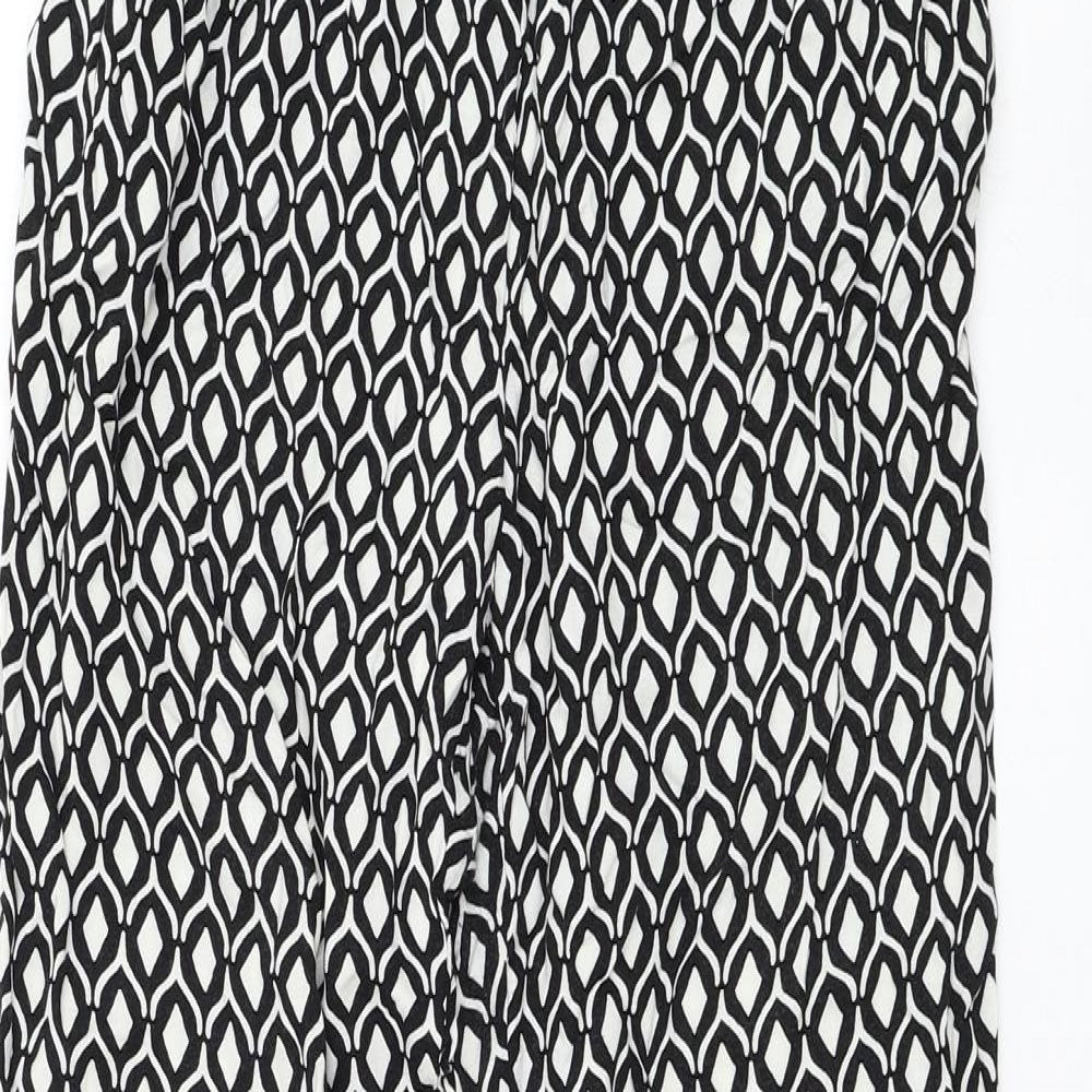 H&M Womens Black Geometric Viscose Trousers Size 4 L25 in Regular
