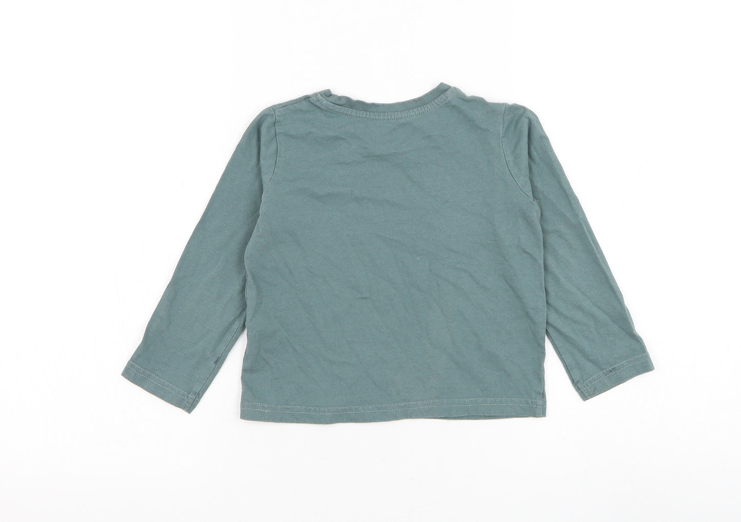 Primark Girls Green Cotton Basic T-Shirt Size 3-4 Years Round Neck Pullover - Always Smiling