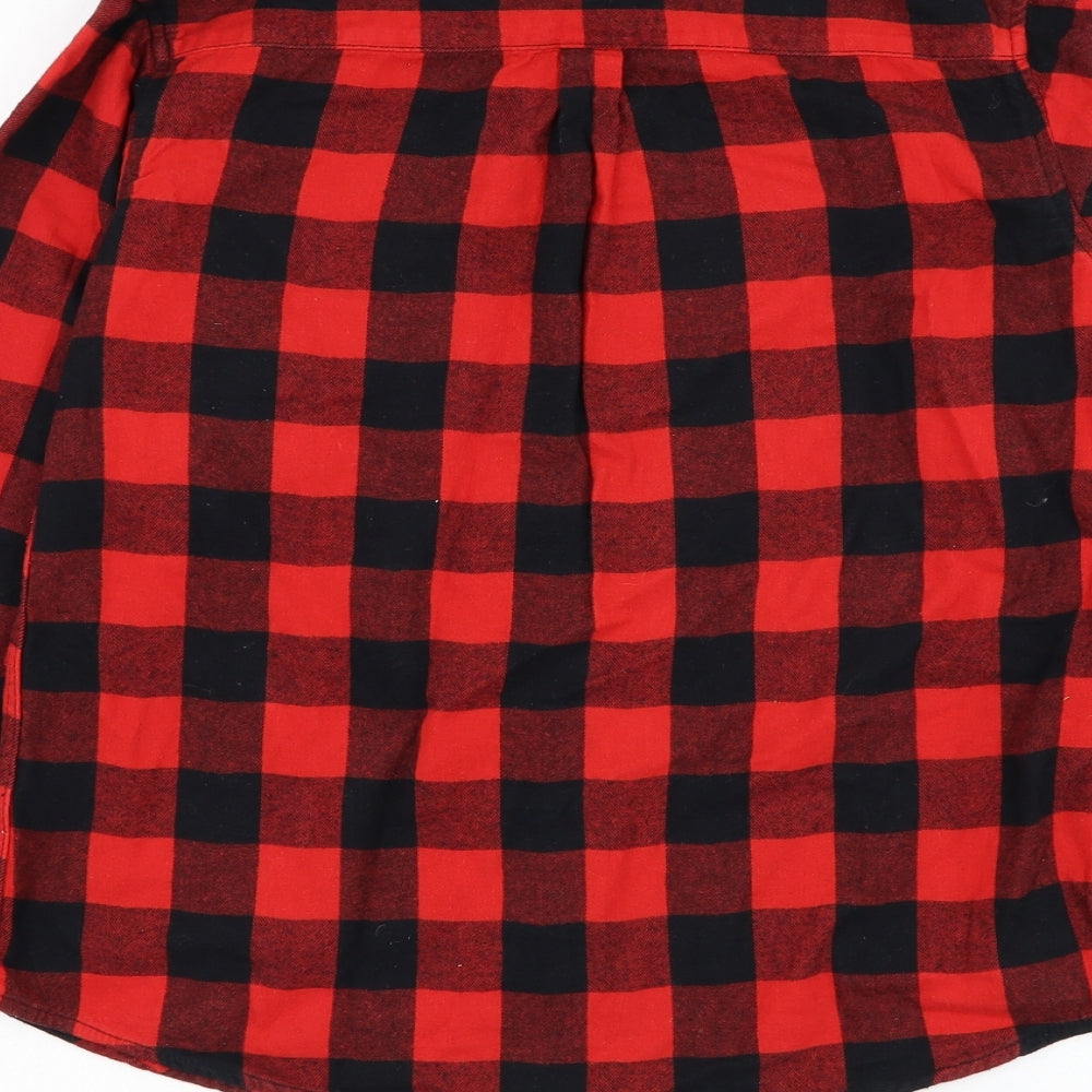Urban Outlaws Boys Red Check Cotton Basic Button-Up Size 13-14 Years Collared Button