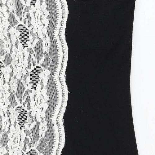 Goddova Womens Black Polyester Pencil Dress Size M One Shoulder Zip - Lace Detailing