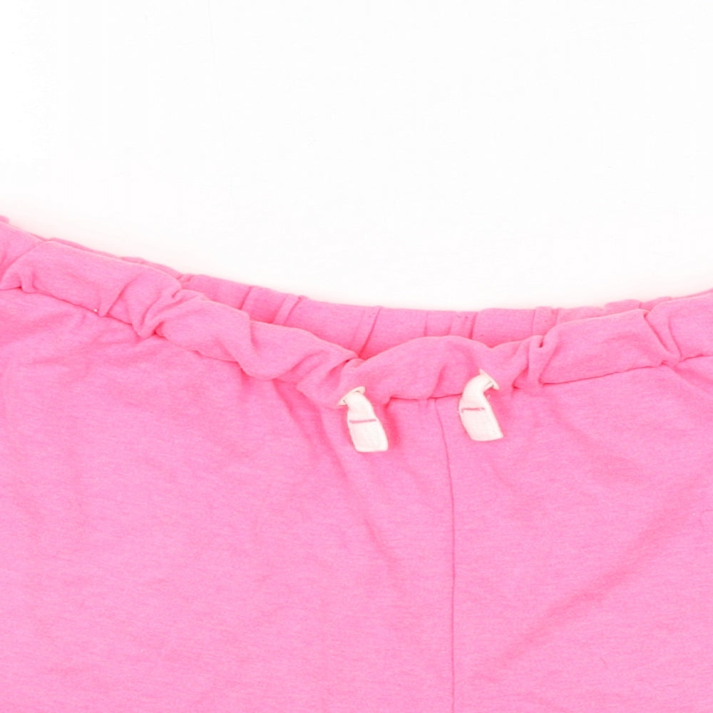 Marks and Spencer Girls Pink Polyester Sweat Shorts Size 13-14 Years Regular Drawstring