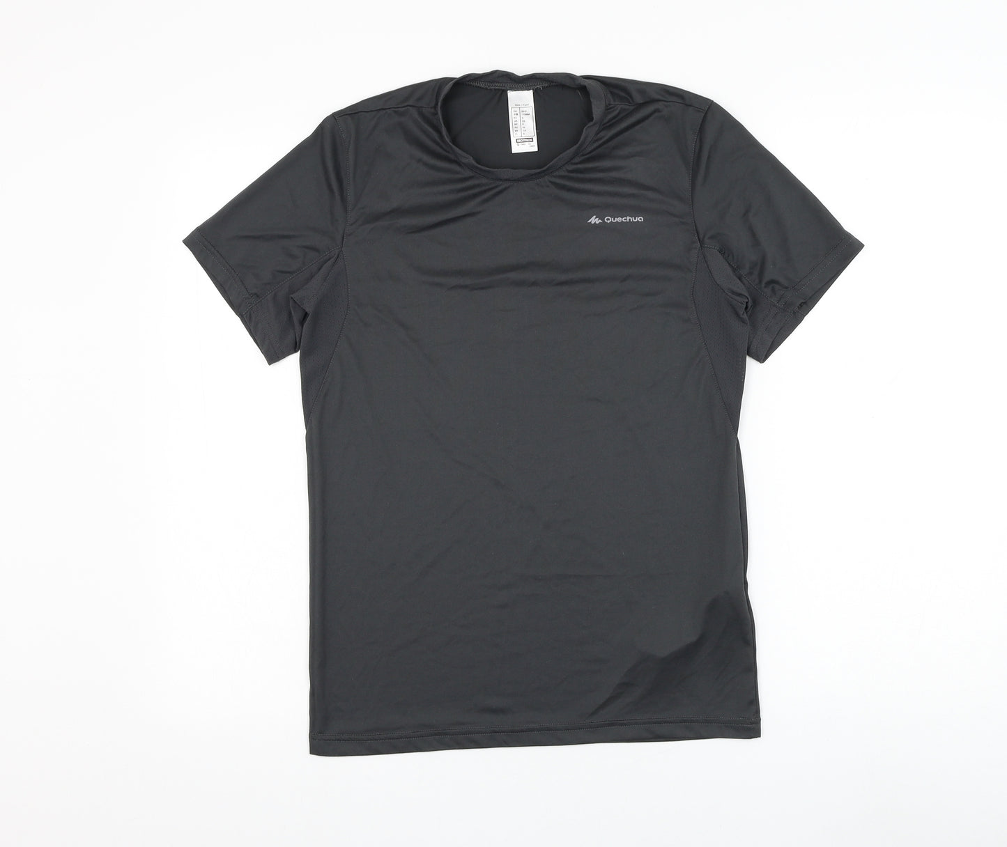 Quechua Mens Grey Polyester Basic T-Shirt Size S Round Neck Pullover