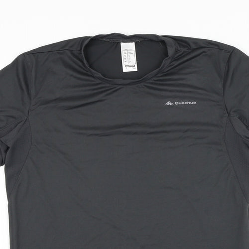Quechua Mens Grey Polyester Basic T-Shirt Size S Round Neck Pullover